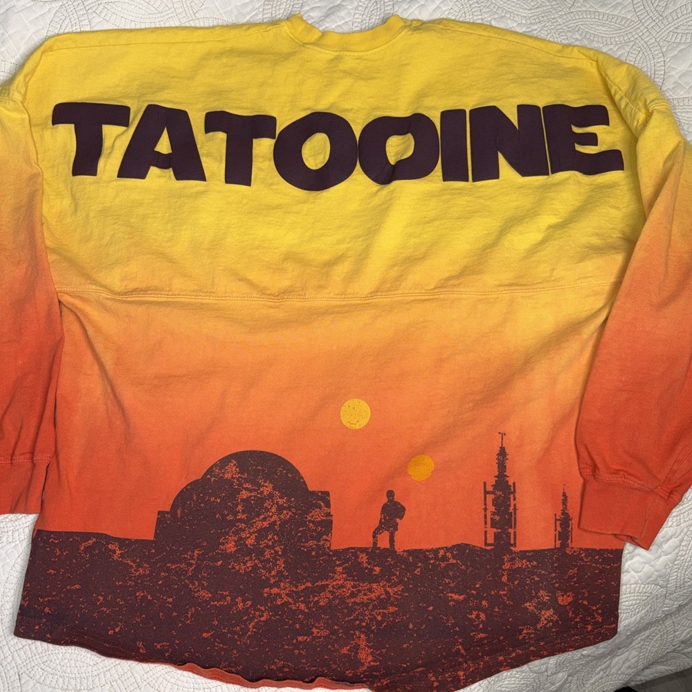 Disney Star Wars Spirit Jersey Tatooine Ombre Yellow Orange Long Sleeve Size Med
